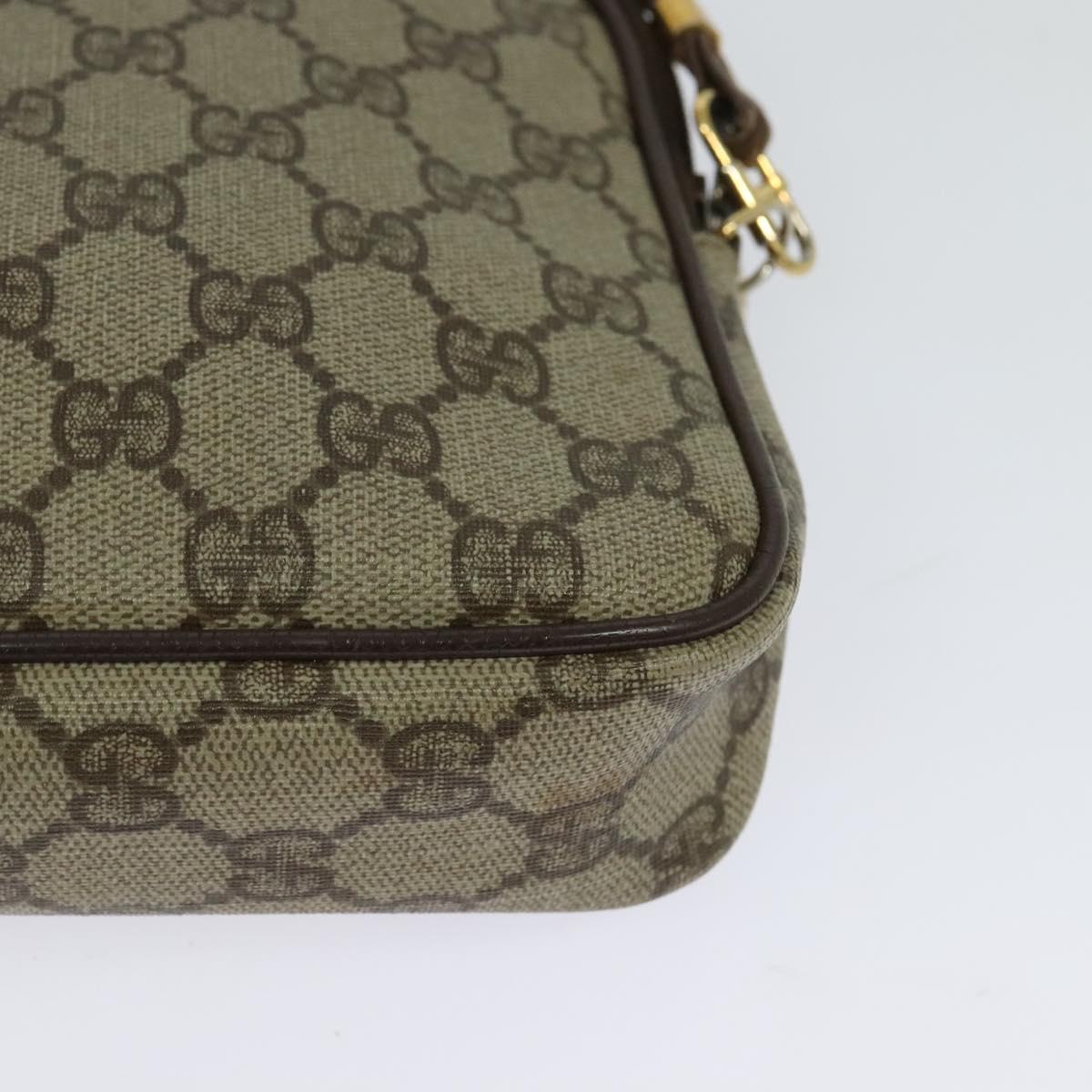 GUCCI GG Supreme Shoulder Bag PVC Leather Beige Gold Auth 119374