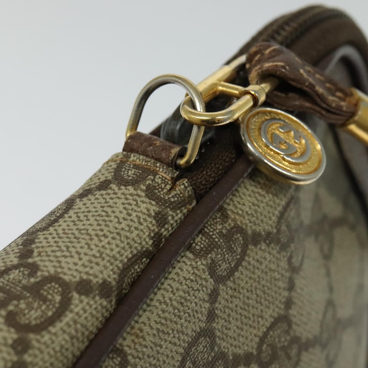 GUCCI GG Supreme Shoulder Bag PVC Leather Beige Gold Auth 119374