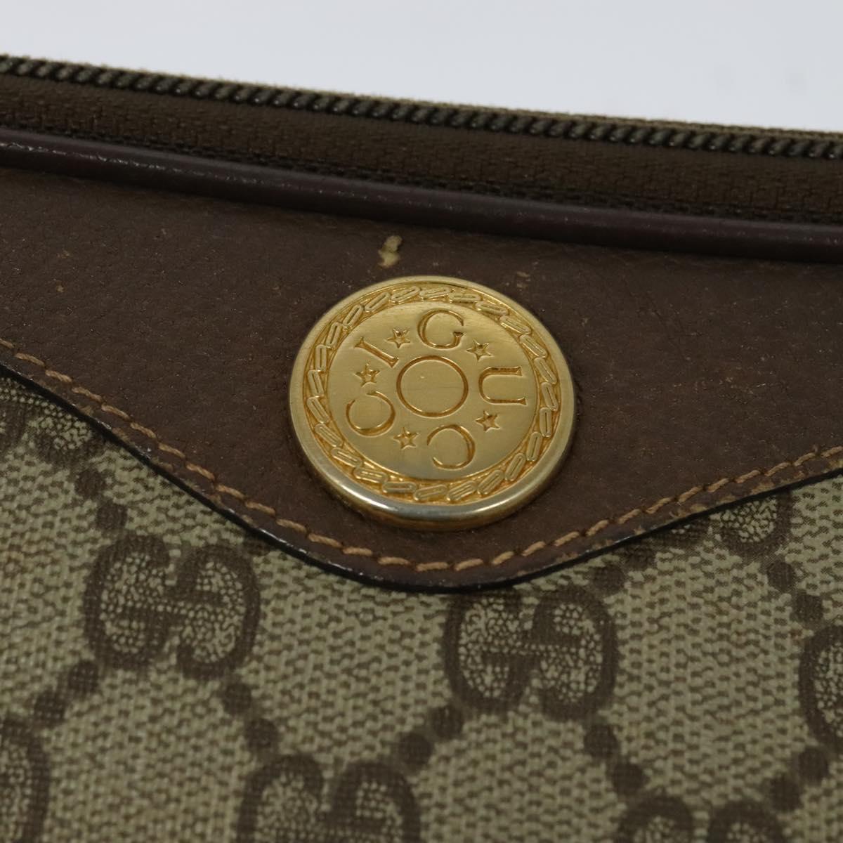 GUCCI GG Supreme Shoulder Bag PVC Leather Beige Gold Auth 119374