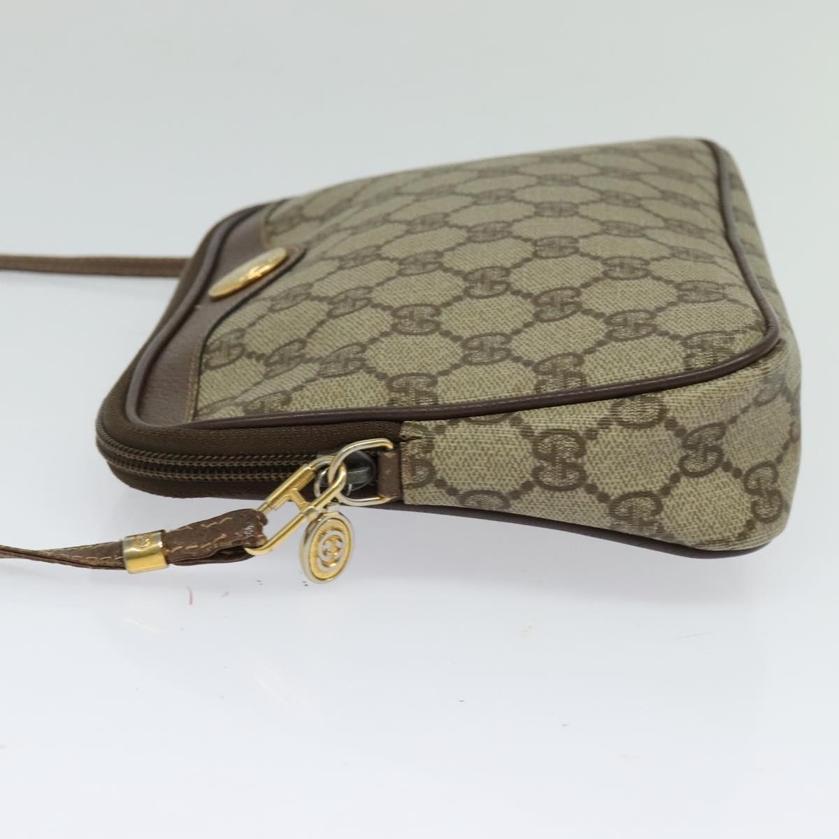 GUCCI GG Supreme Shoulder Bag PVC Leather Beige Gold Auth 119374