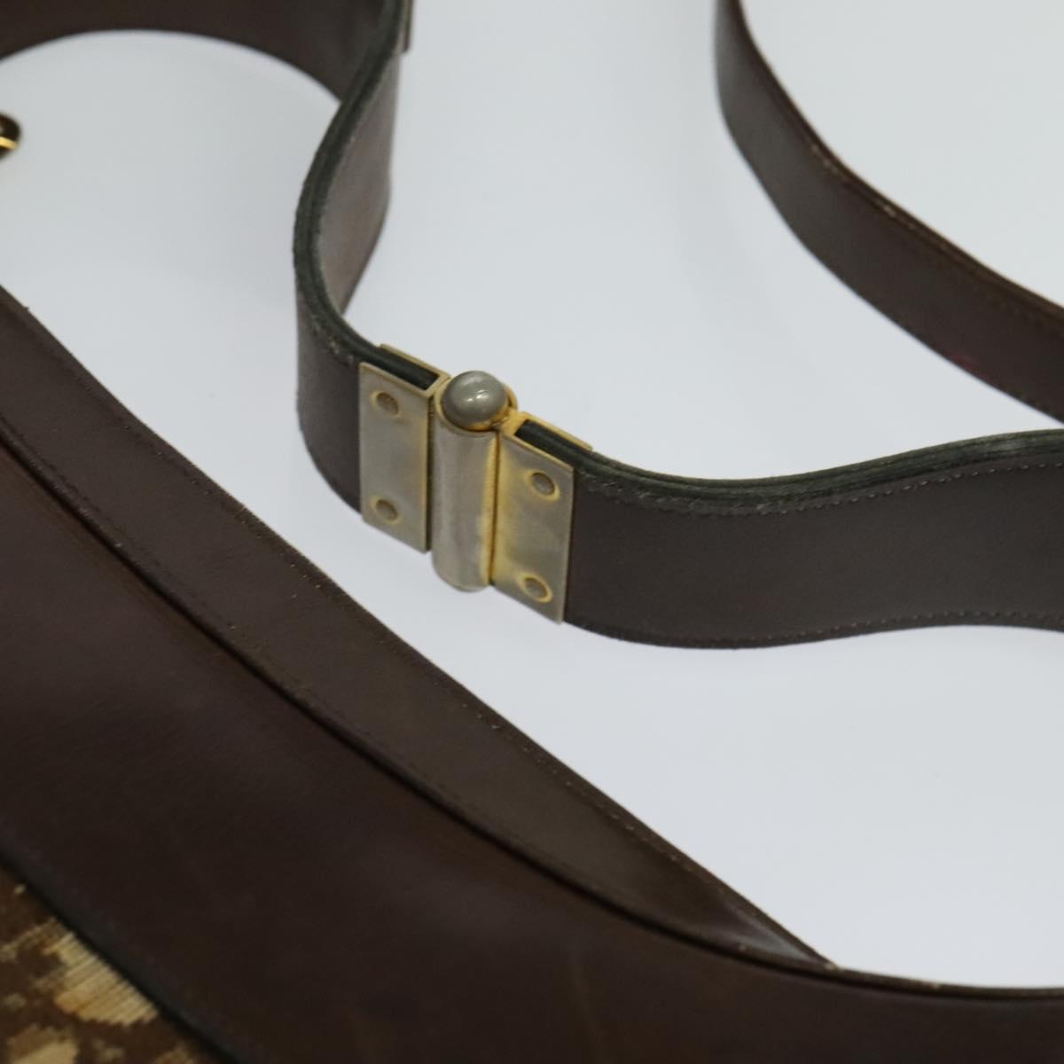 Christian Dior Trotter Canvas Shoulder Bag Brown Auth 119375