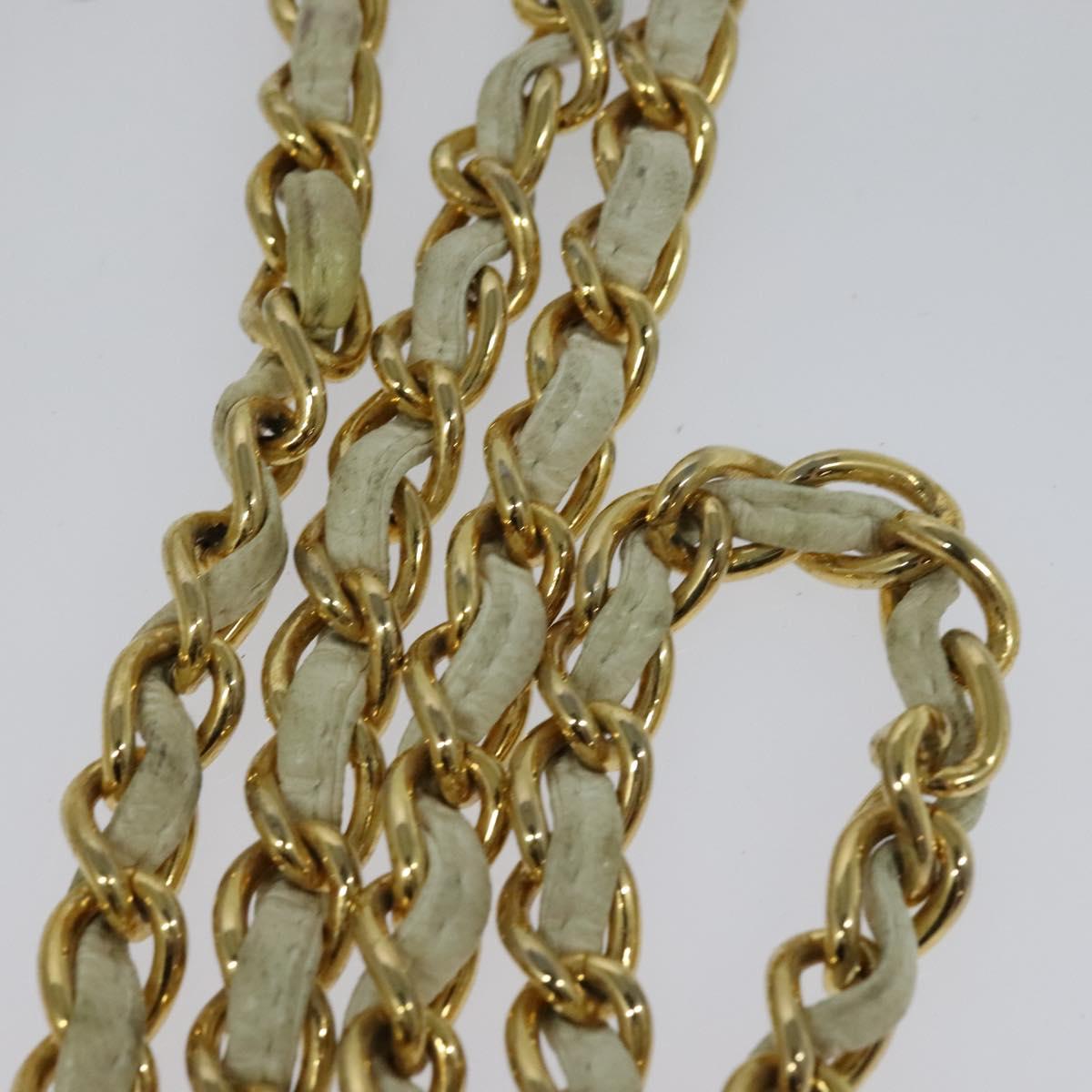 CHANEL Matelasse Chain Shoulder Bag Lamb Skin White CC Auth 119388