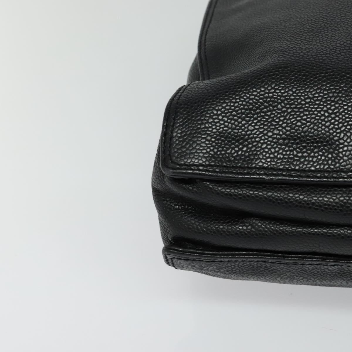 CHANEL COCO Mark Hand Bag Calf Skin Black Gold CC Auth 119391