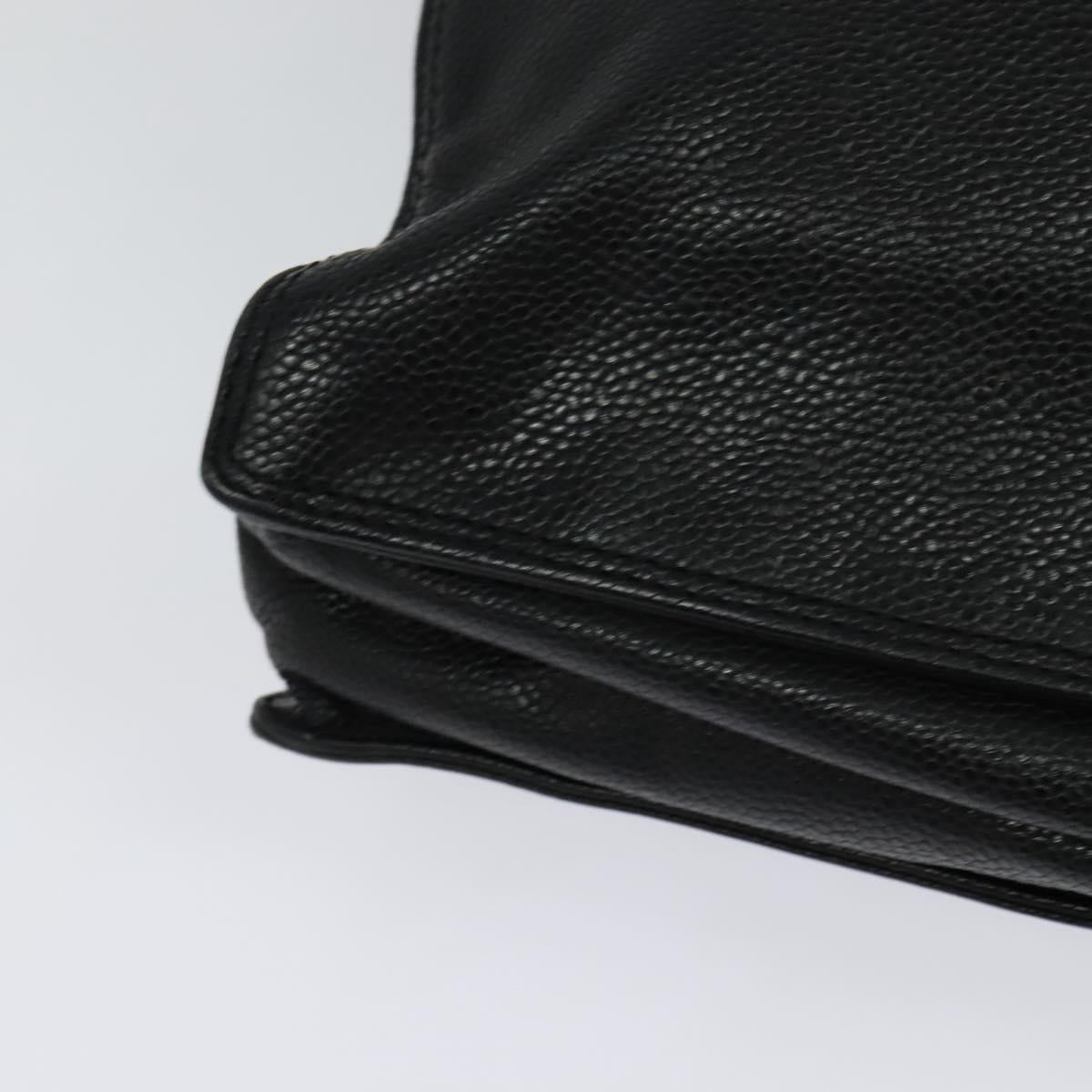 CHANEL COCO Mark Hand Bag Calf Skin Black Gold CC Auth 119391