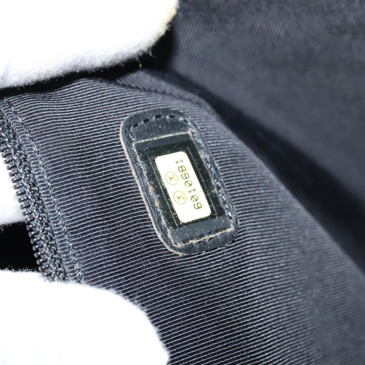 CHANEL COCO Mark Hand Bag Calf Skin Black Gold CC Auth 119391