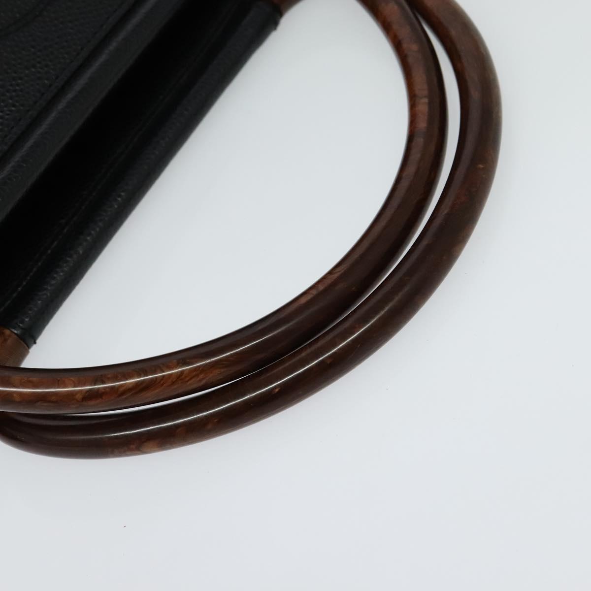 CHANEL COCO Mark Hand Bag Calf Skin Black Gold CC Auth 119391