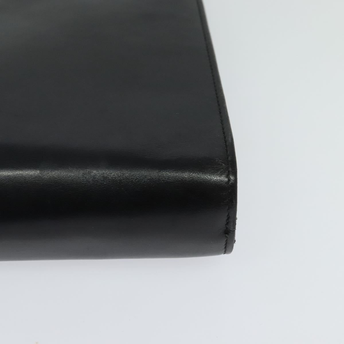 Salvatore Ferragamo Gancini Chain Shoulder Bag Leather Black Gold Auth 119395