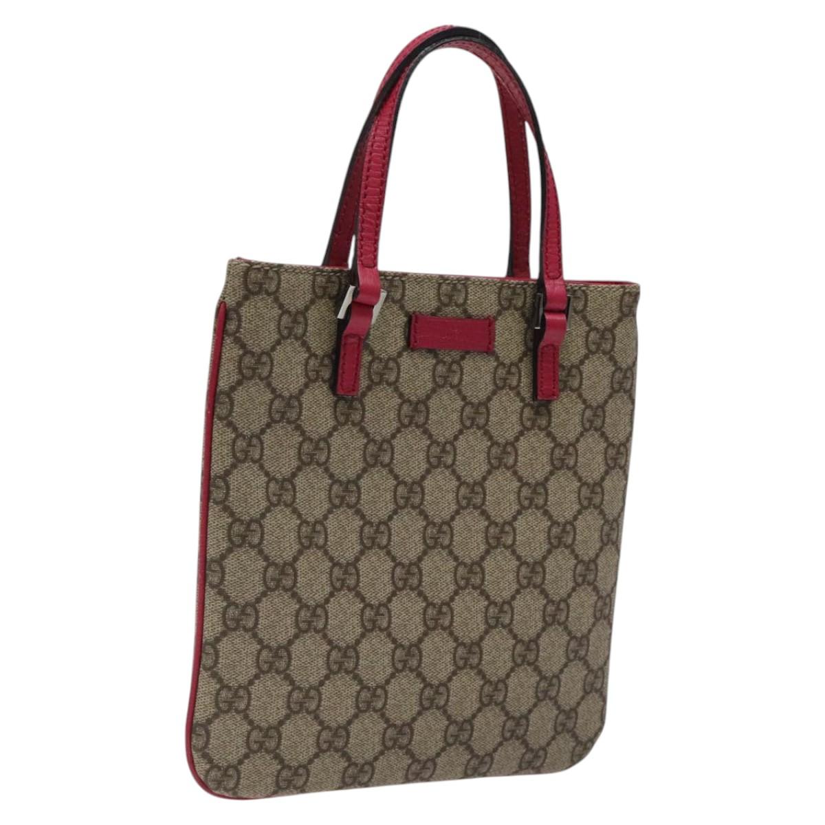 GUCCI GG Supreme Mini Hand Bag PVC Leather Beige 114600 Auth 119443