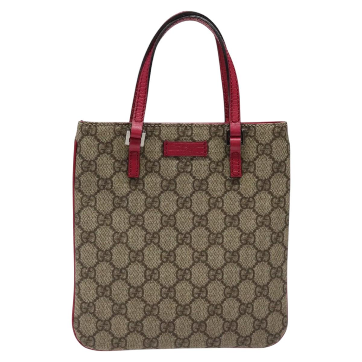 GUCCI GG Supreme Mini Hand Bag PVC Leather Beige 114600 Auth 119443