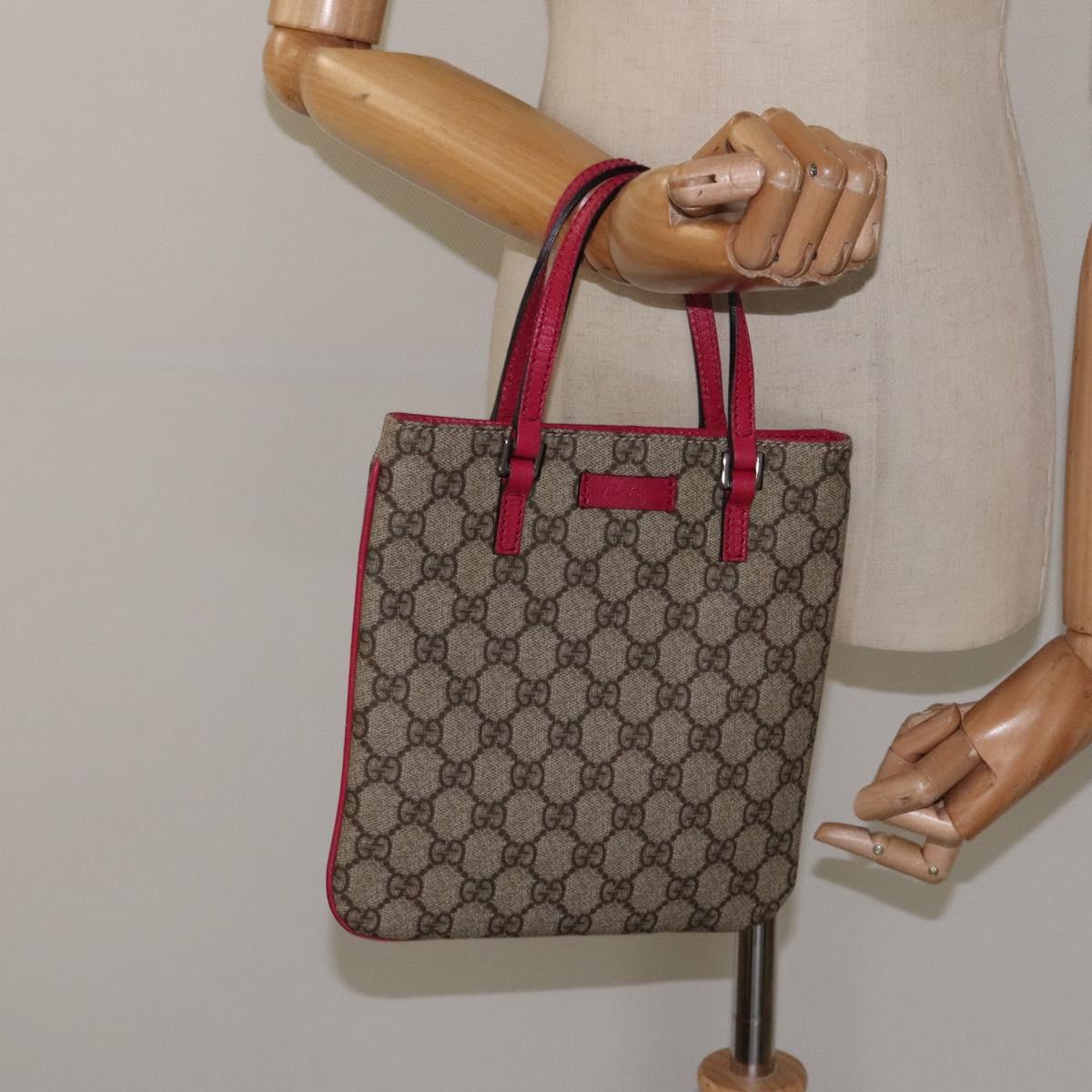GUCCI GG Supreme Mini Hand Bag PVC Leather Beige 114600 Auth 119443