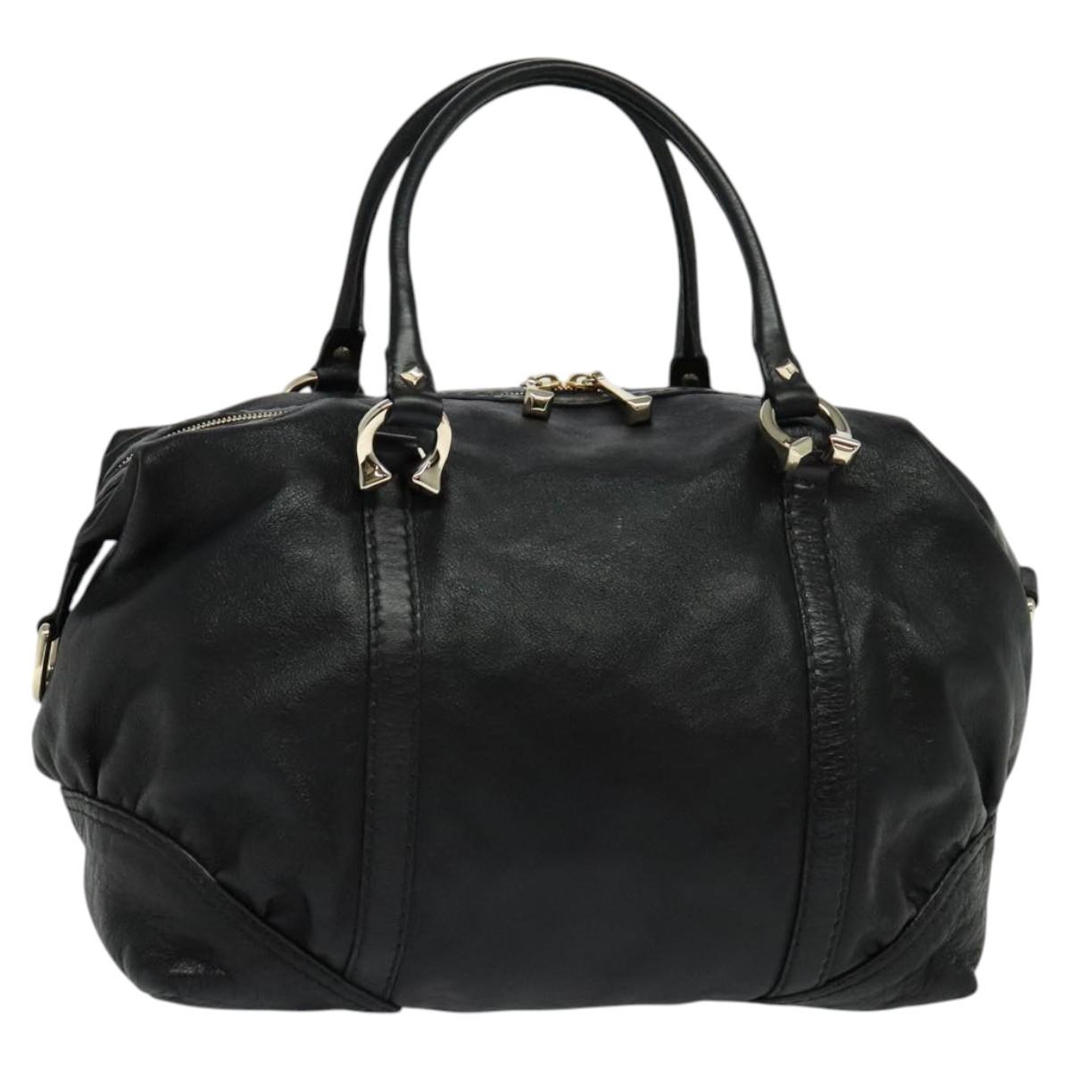 GUCCI Tote Bag Leather Black Gold 189892 Auth 119445
