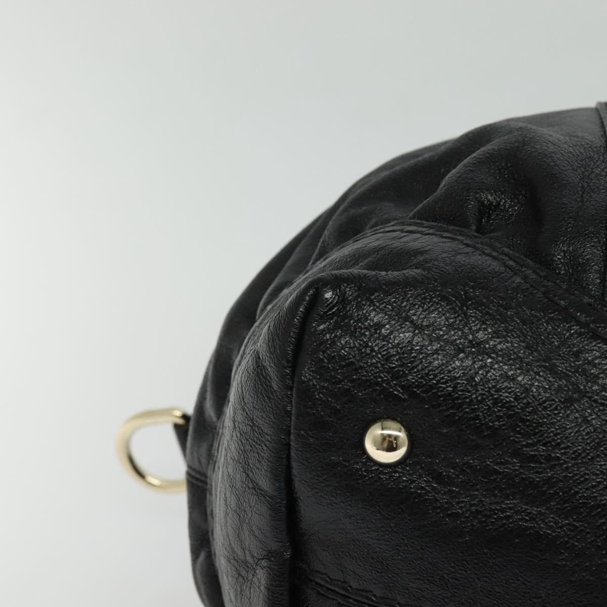 GUCCI Tote Bag Leather Black Gold 189892 Auth 119445