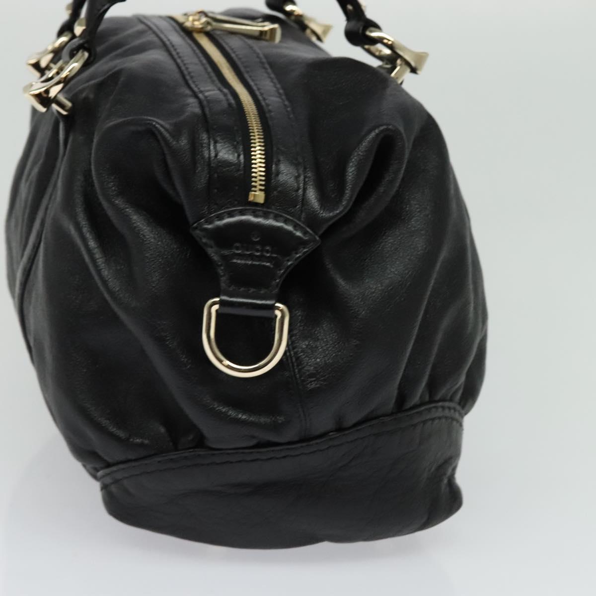 GUCCI Tote Bag Leather Black Gold 189892 Auth 119445