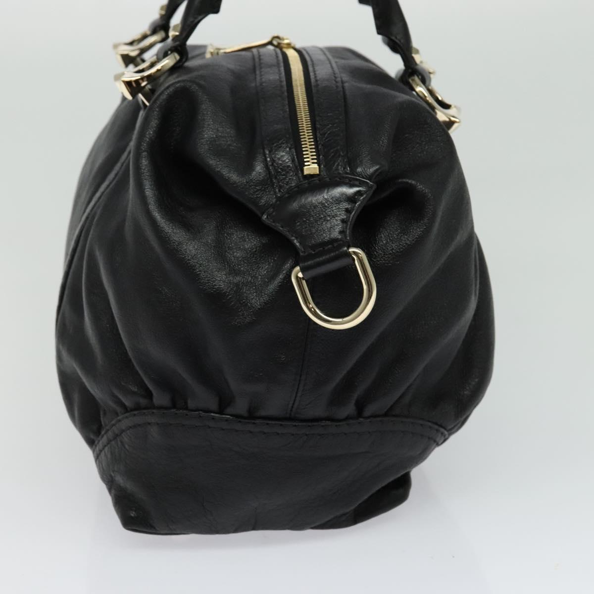 GUCCI Tote Bag Leather Black Gold 189892 Auth 119445