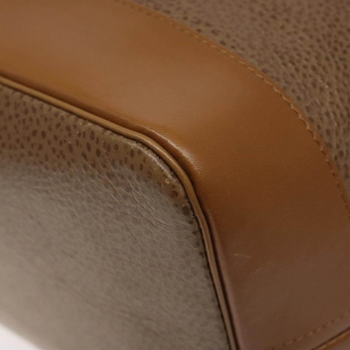 Christian Dior Shoulder Bag Leather Brown Gold Auth 119452