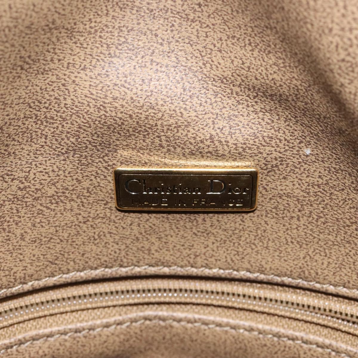 Christian Dior Shoulder Bag Leather Brown Gold Auth 119452