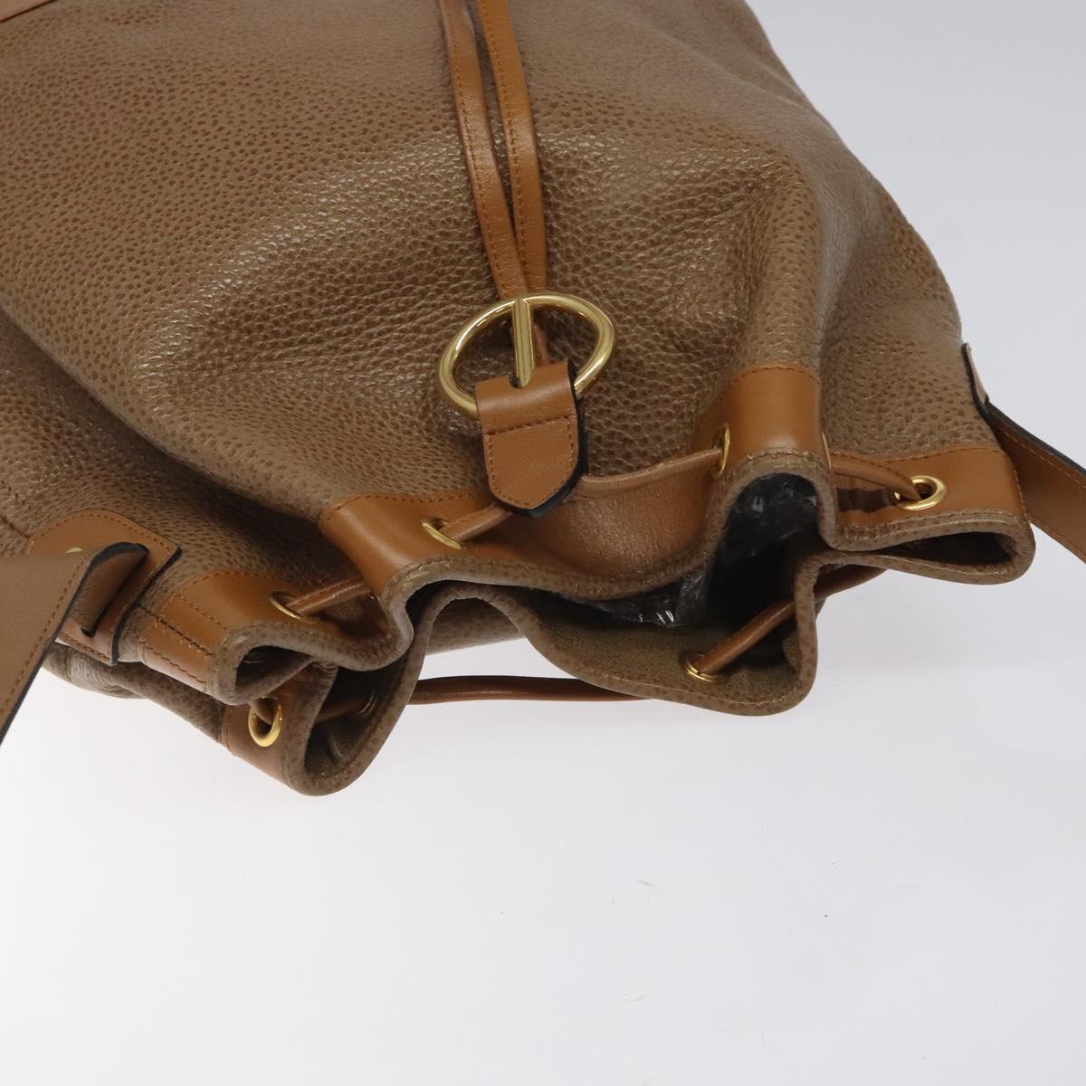 Christian Dior Shoulder Bag Leather Brown Gold Auth 119452