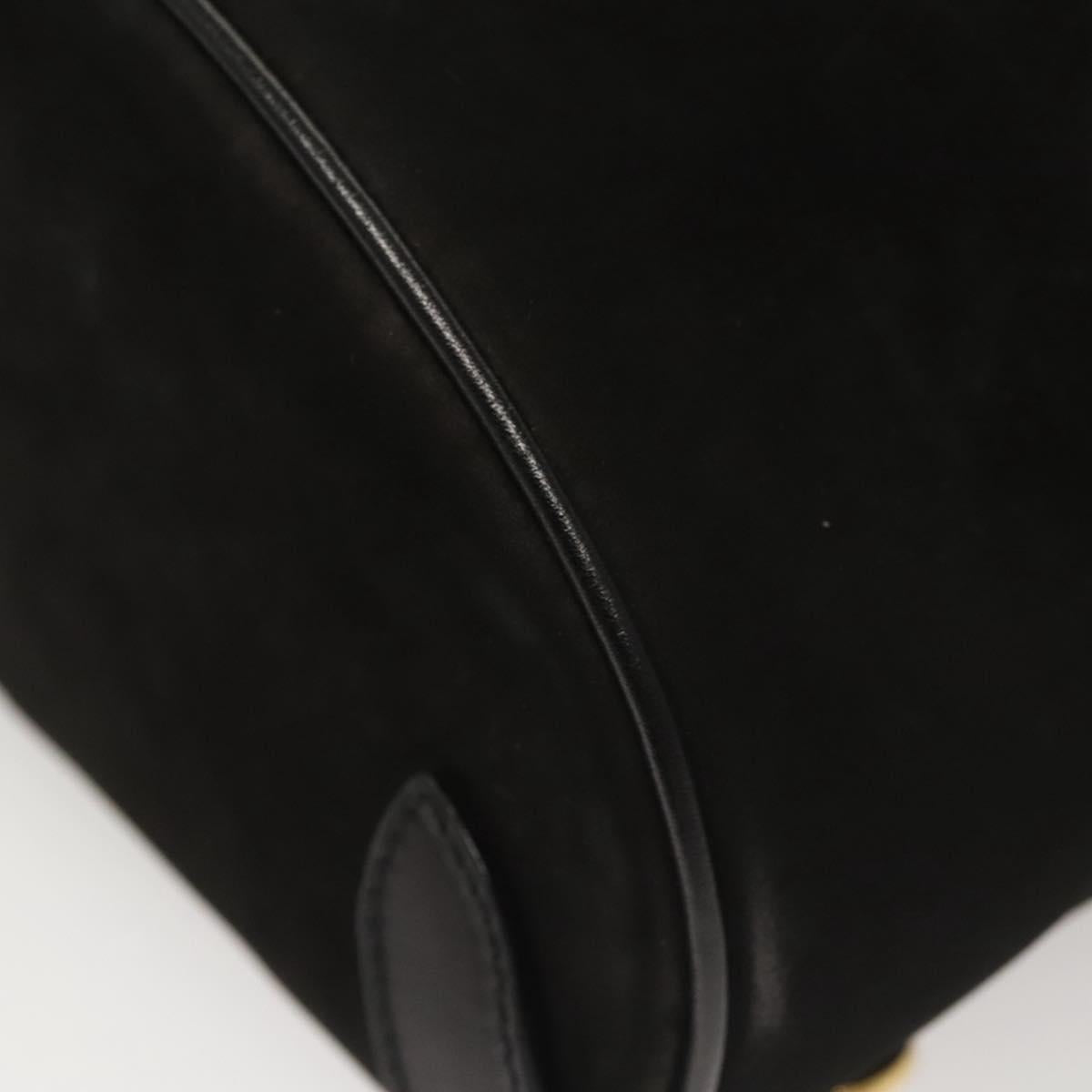 Salvatore Ferragamo Gancini Backpack Suede Black Gold Auth 119454