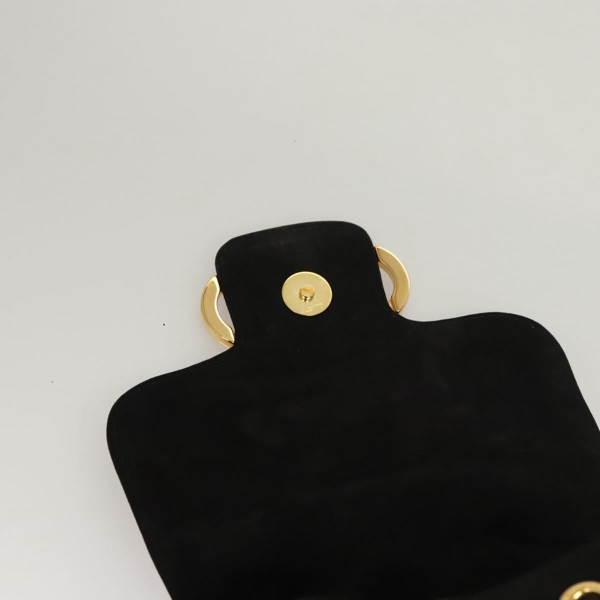 Salvatore Ferragamo Gancini Backpack Suede Black Gold Auth 119454