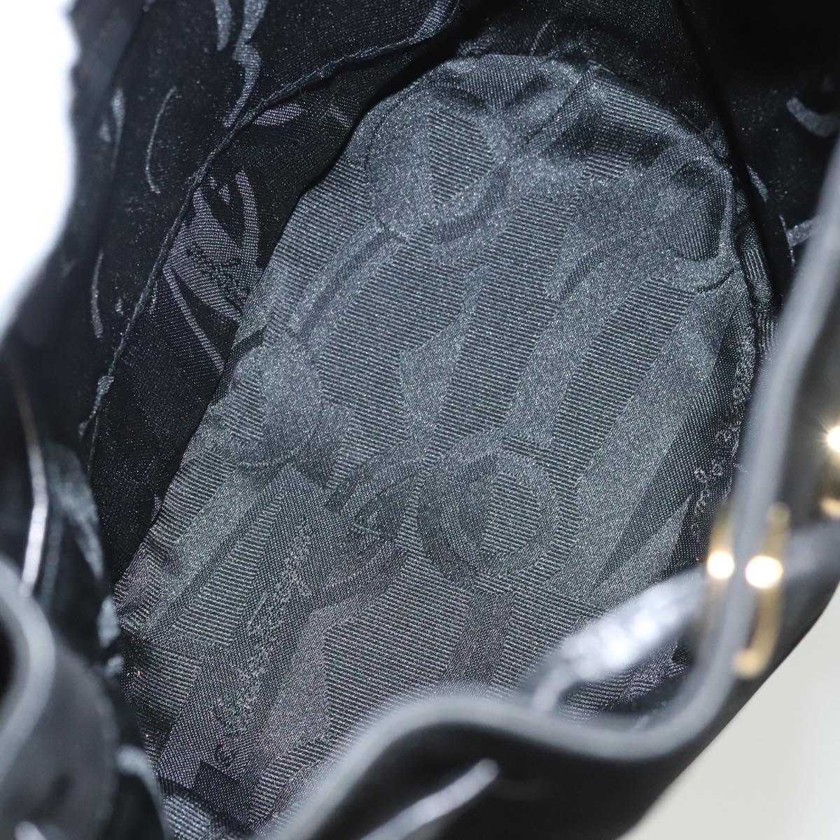 Salvatore Ferragamo Gancini Backpack Suede Black Gold Auth 119454