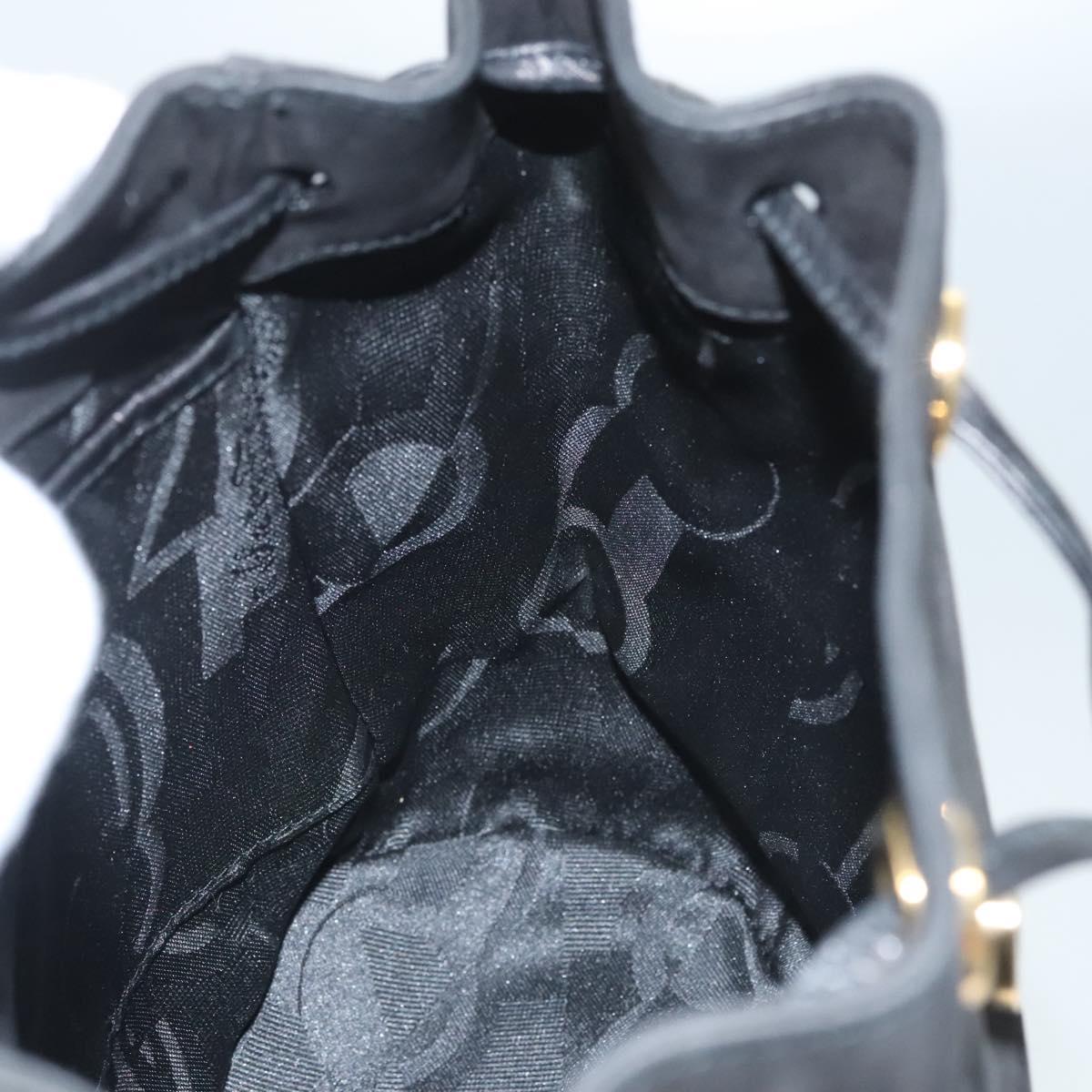 Salvatore Ferragamo Gancini Backpack Suede Black Gold Auth 119454