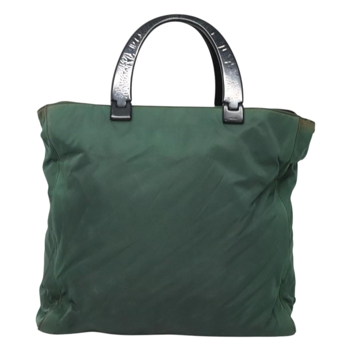 PRADA Hand Bag Nylon Khaki Auth 119457