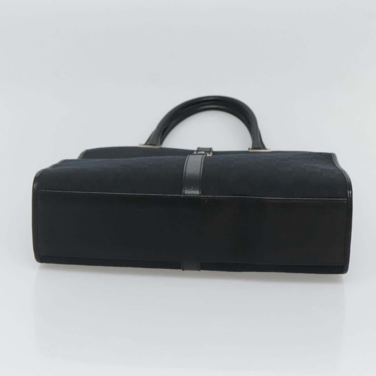 GUCCI GG Canvas Jackie Hand Bag Black Silver 002 1064 Auth 119485