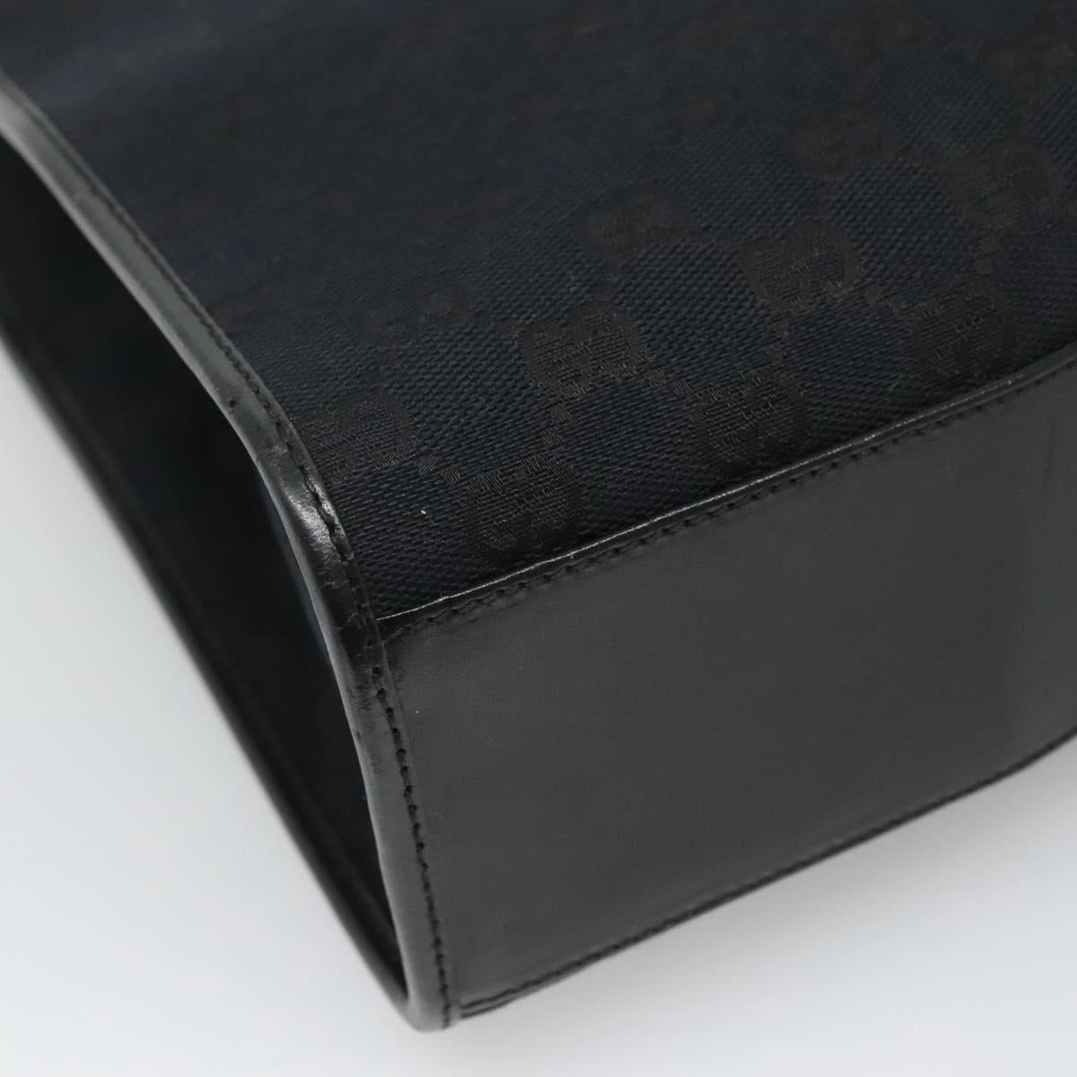 GUCCI GG Canvas Jackie Hand Bag Black Silver 002 1064 Auth 119485