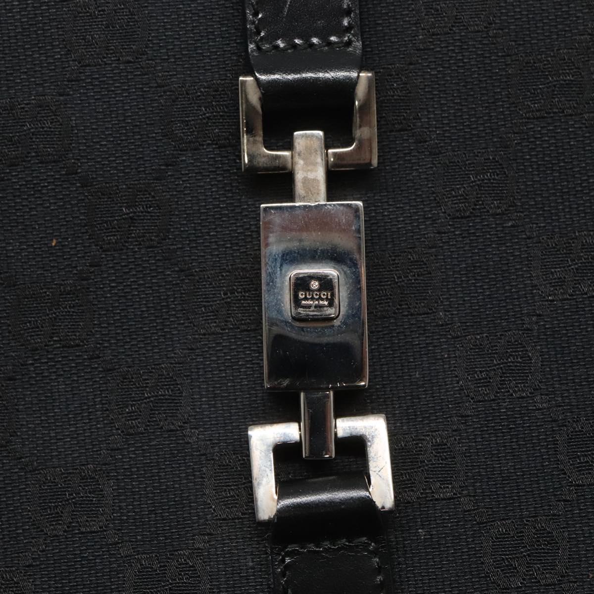 GUCCI GG Canvas Jackie Hand Bag Black Silver 002 1064 Auth 119485
