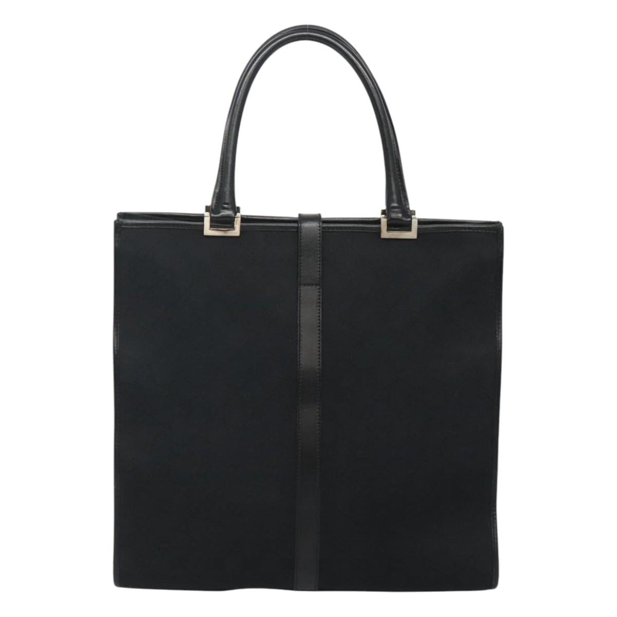 GUCCI GG Canvas Jackie Hand Bag Black Silver 002 1064 Auth 119485