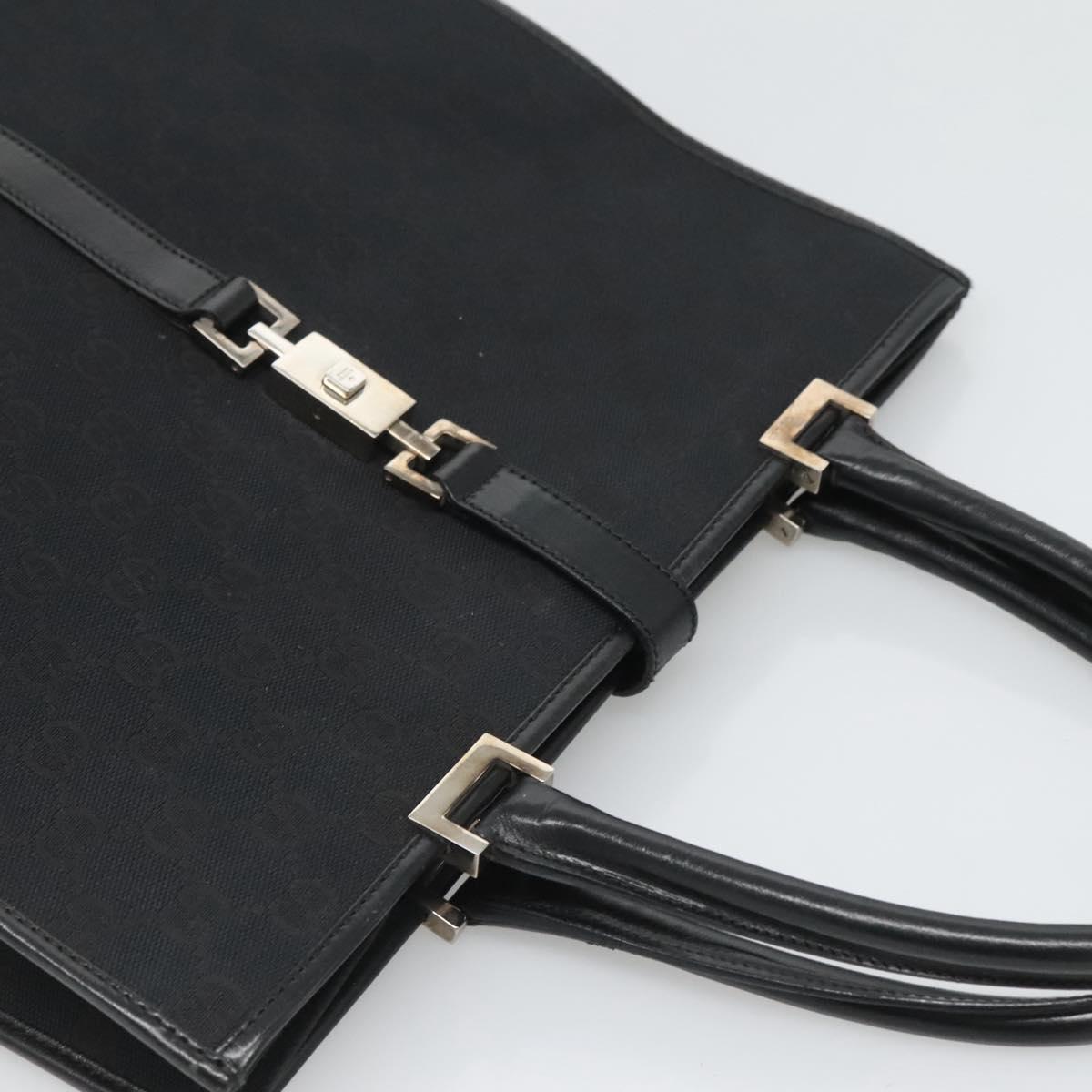 GUCCI GG Canvas Jackie Hand Bag Black Silver 002 1064 Auth 119485