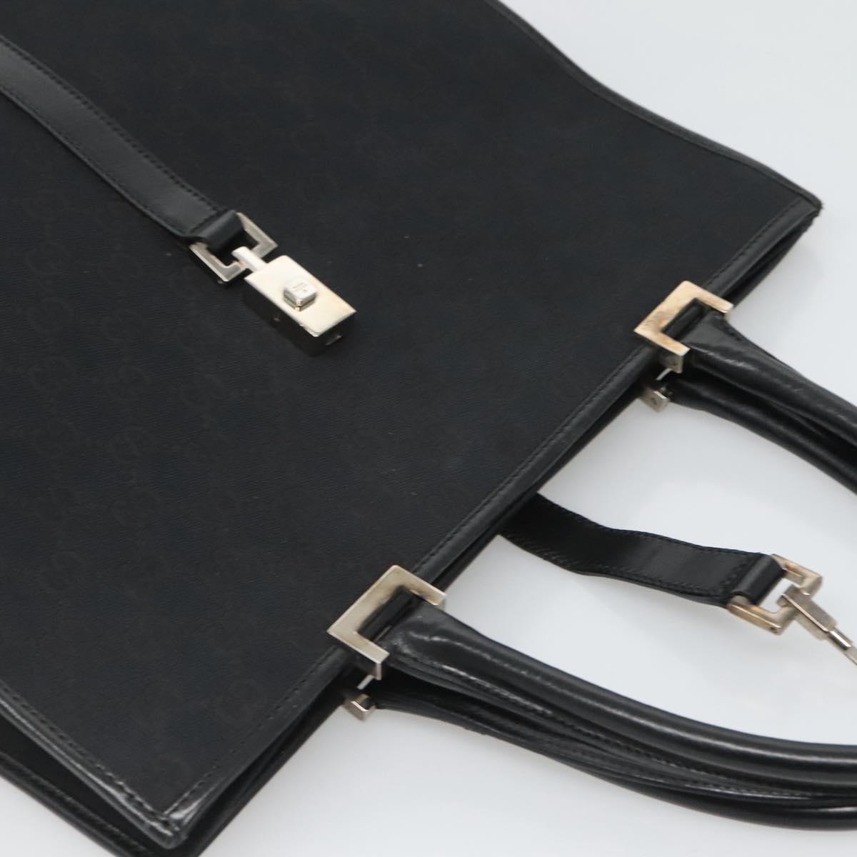 GUCCI GG Canvas Jackie Hand Bag Black Silver 002 1064 Auth 119485