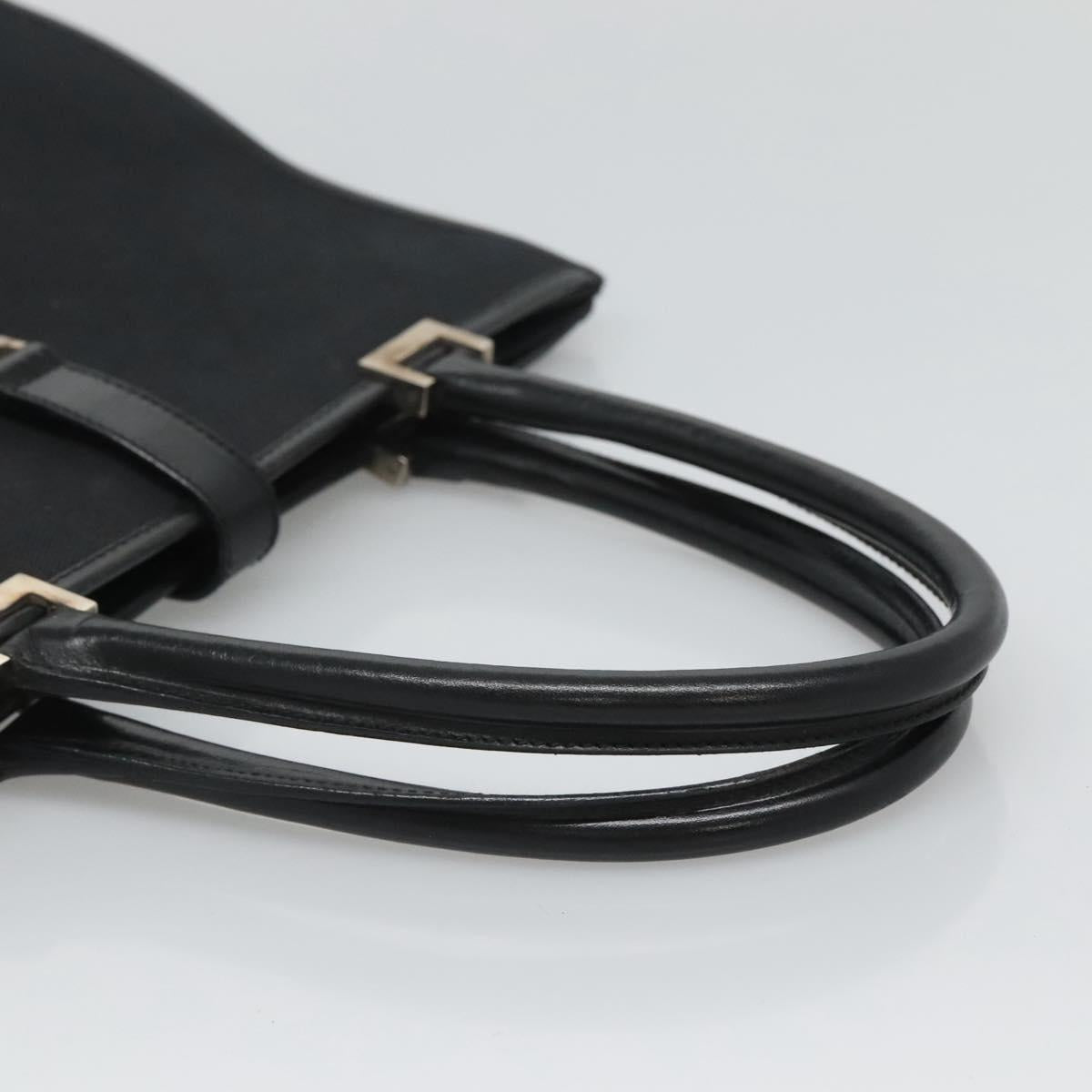 GUCCI GG Canvas Jackie Hand Bag Black Silver 002 1064 Auth 119485