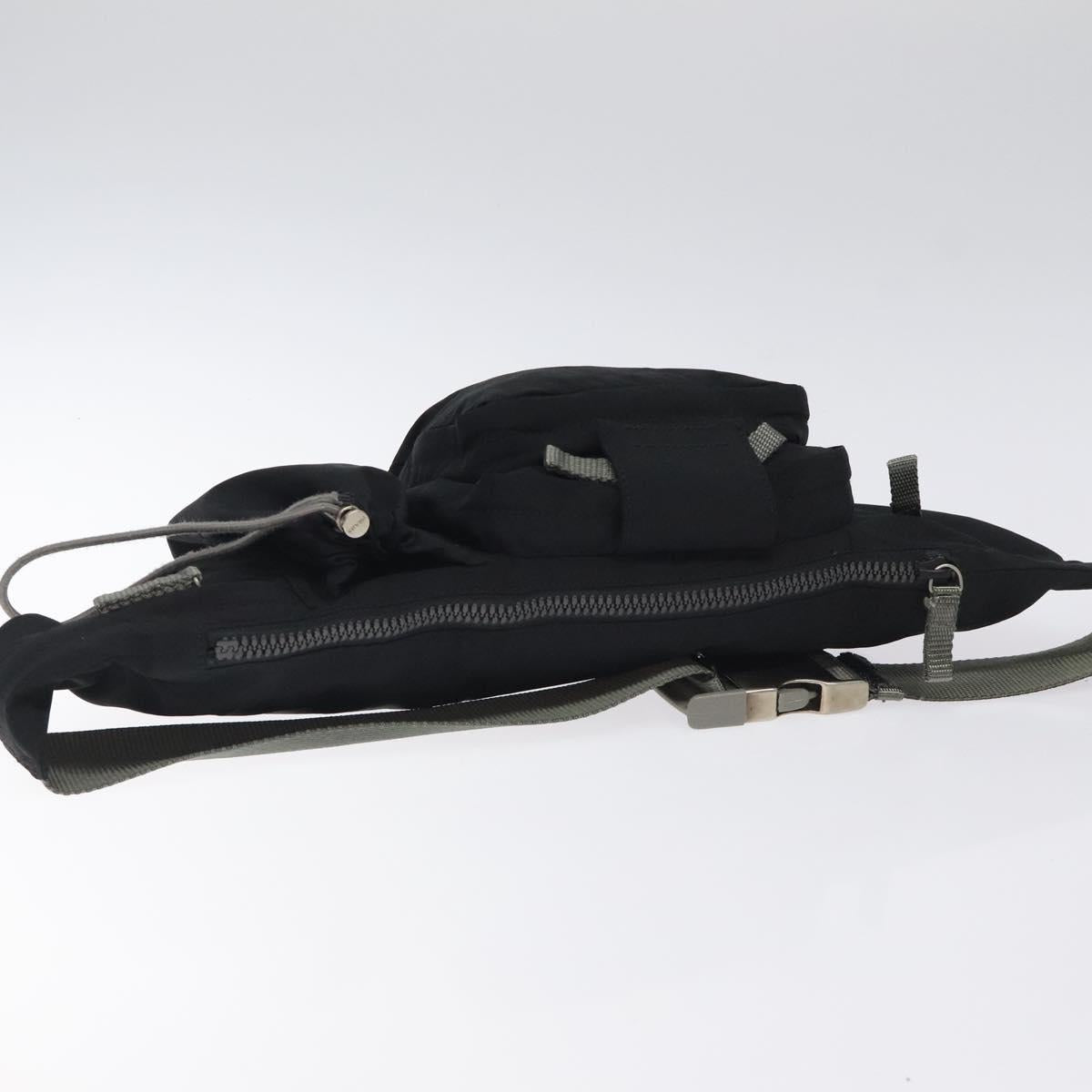 PRADA Sports Waist Bag Nylon Black Silver Auth 119506