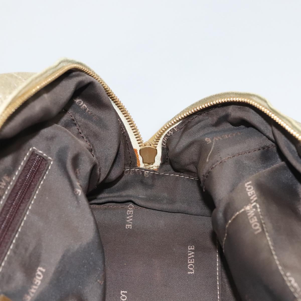 LOEWE Anagram Amazona 28 Hand Bag Leather Gold Auth 119534