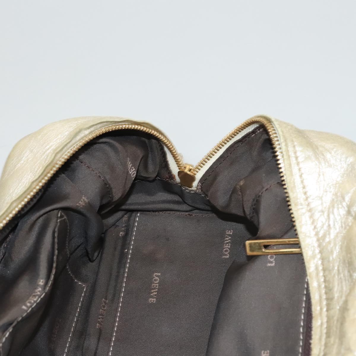 LOEWE Anagram Amazona 28 Hand Bag Leather Gold Auth 119534