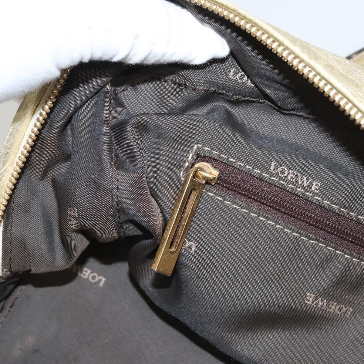 LOEWE Anagram Amazona 28 Hand Bag Leather Gold Auth 119534