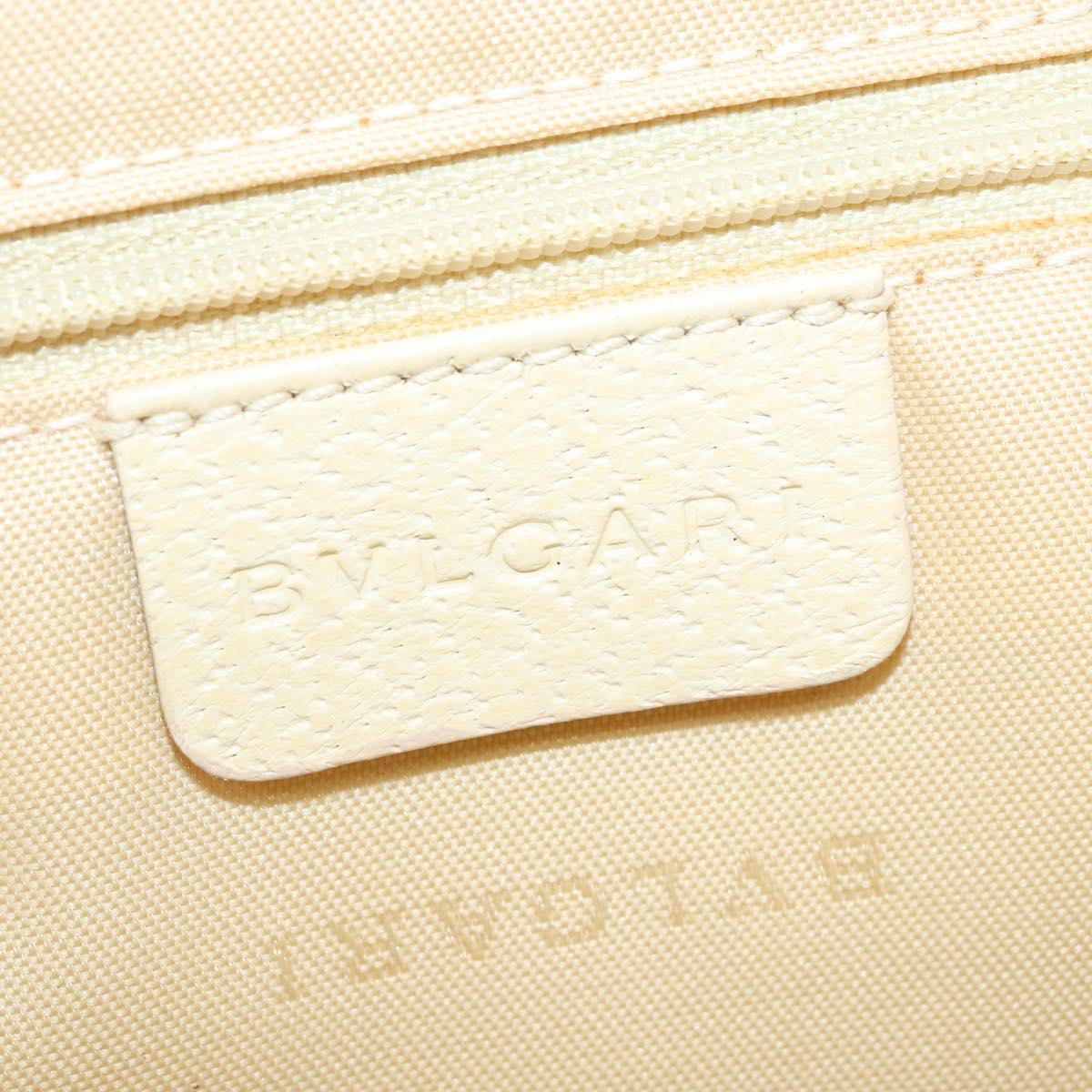 BVLGARI Logogram Shoulder Bag Canvas Beige Silver Auth 119550