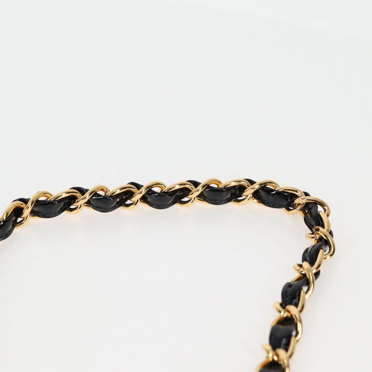 CHANEL Matelasse Chain Shoulder Bag Patent leather Black Gold CC Auth 119551