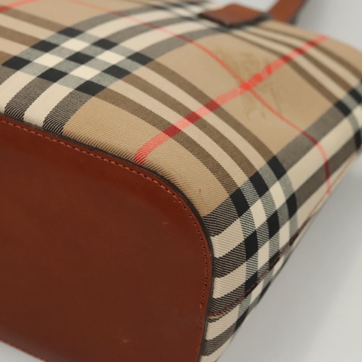 BURBERRY Nova Check Tote Bag Canvas Beige Gold Auth 119569