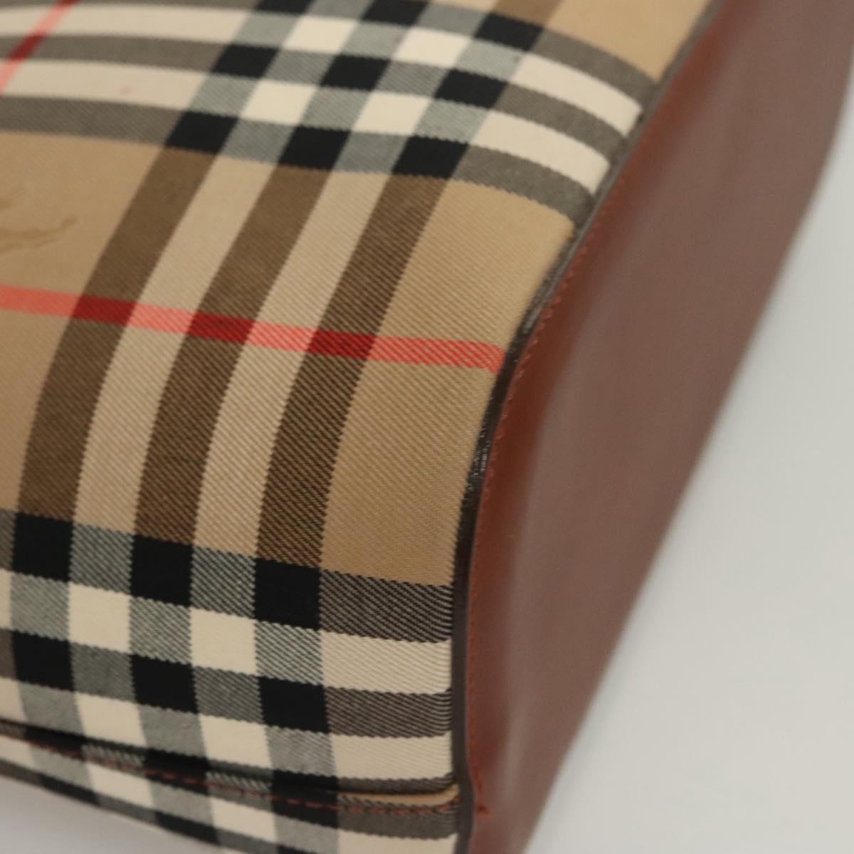 BURBERRY Nova Check Tote Bag Canvas Beige Gold Auth 119569
