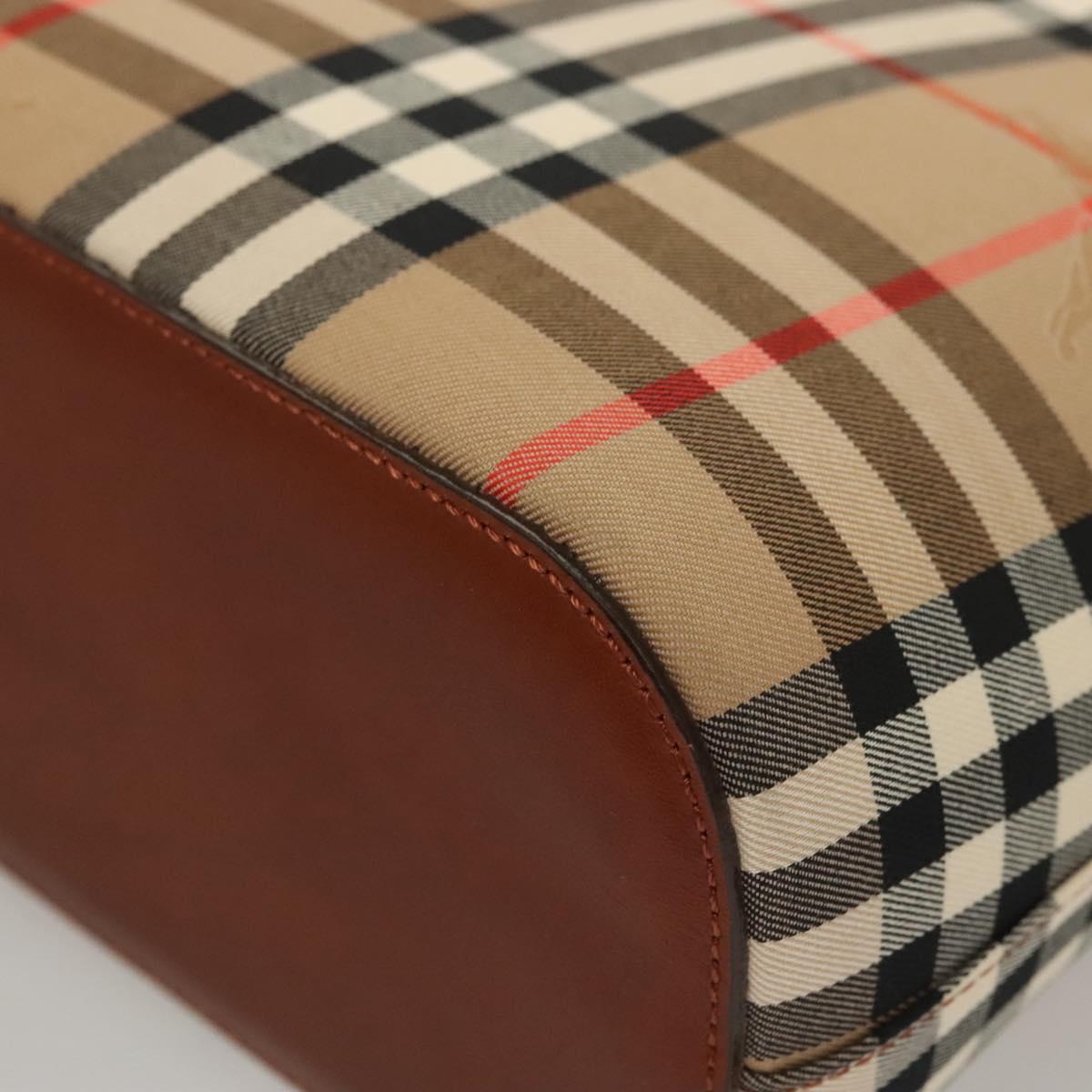 BURBERRY Nova Check Tote Bag Canvas Beige Gold Auth 119569