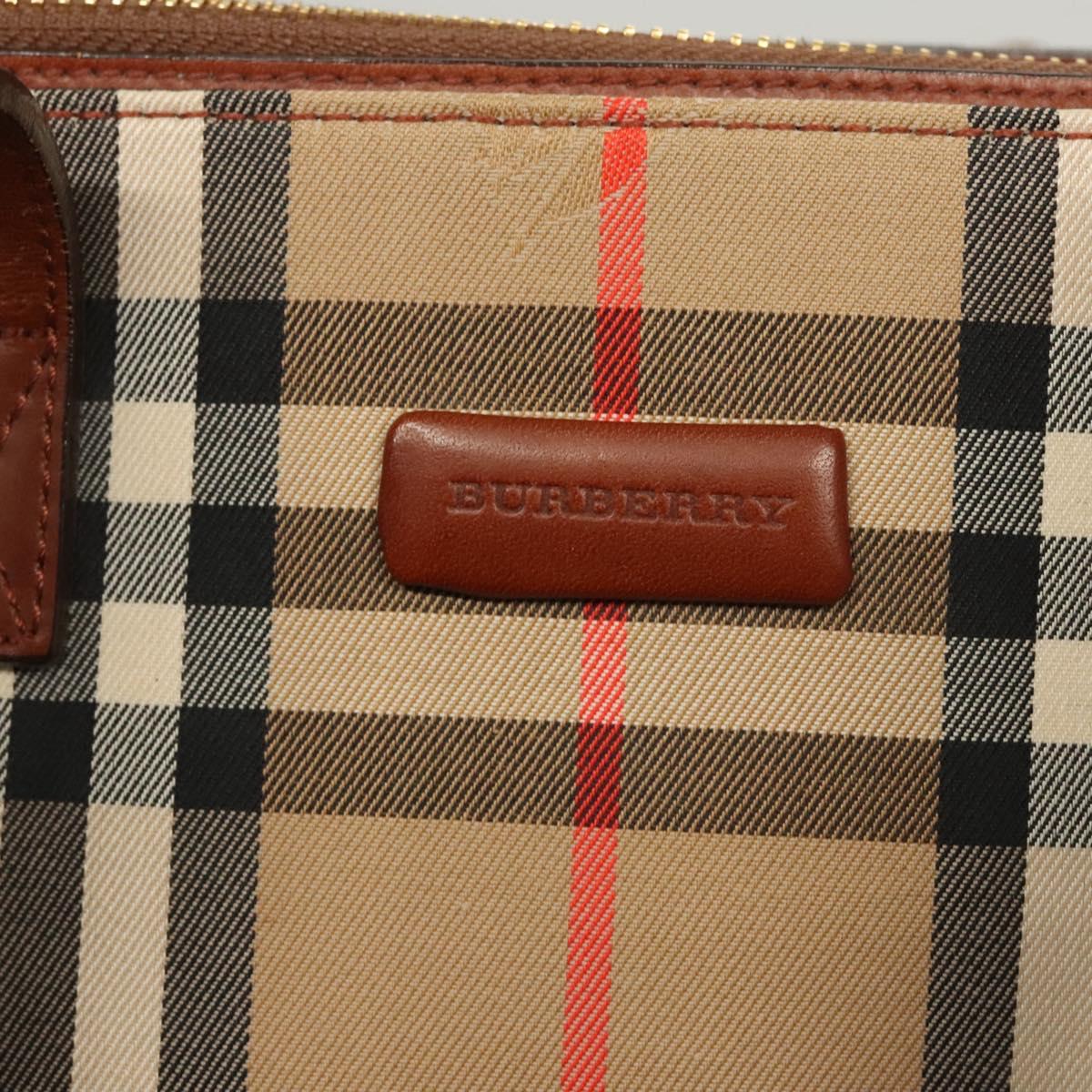 BURBERRY Nova Check Tote Bag Canvas Beige Gold Auth 119569