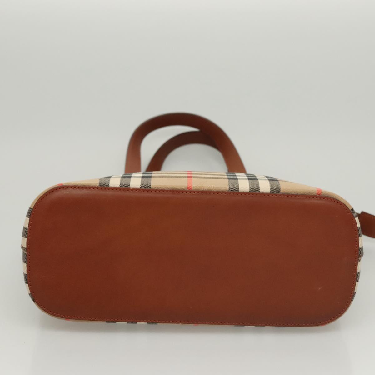 BURBERRY Nova Check Tote Bag Canvas Beige Gold Auth 119569