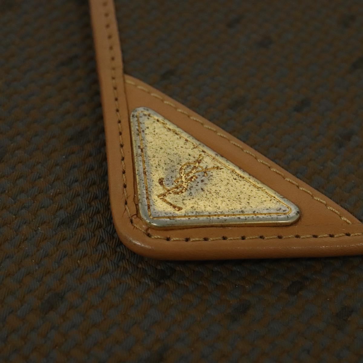 SAINT LAURENT Shoulder Bag PVC Leather Brown Gold Auth 119580