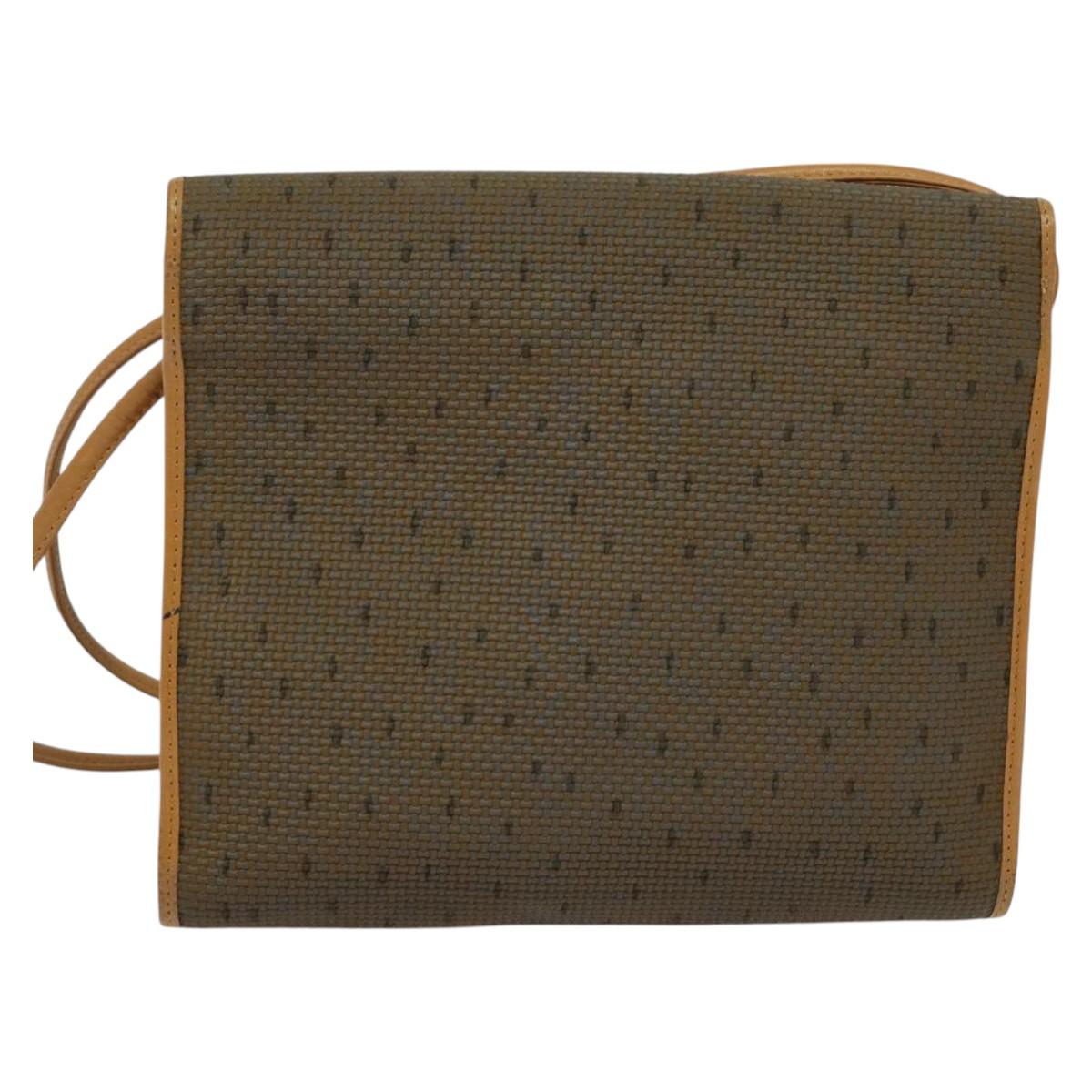 SAINT LAURENT Shoulder Bag PVC Leather Brown Gold Auth 119580