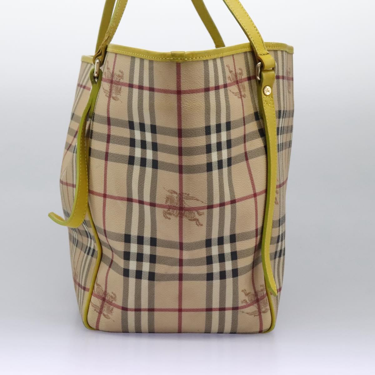 BURBERRY Nova Check Tote Bag PVC Beige Auth 119595