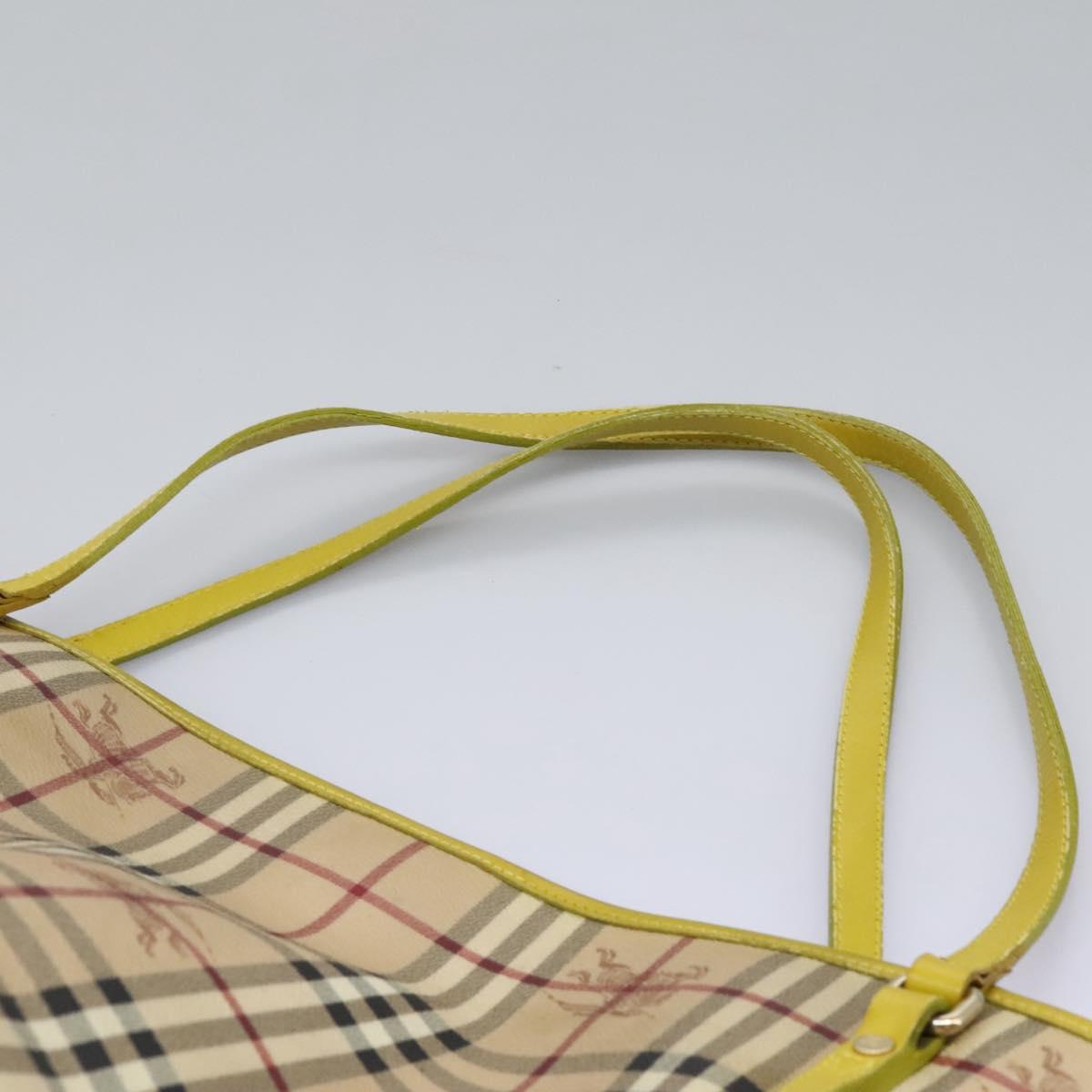 BURBERRY Nova Check Tote Bag PVC Beige Auth 119595