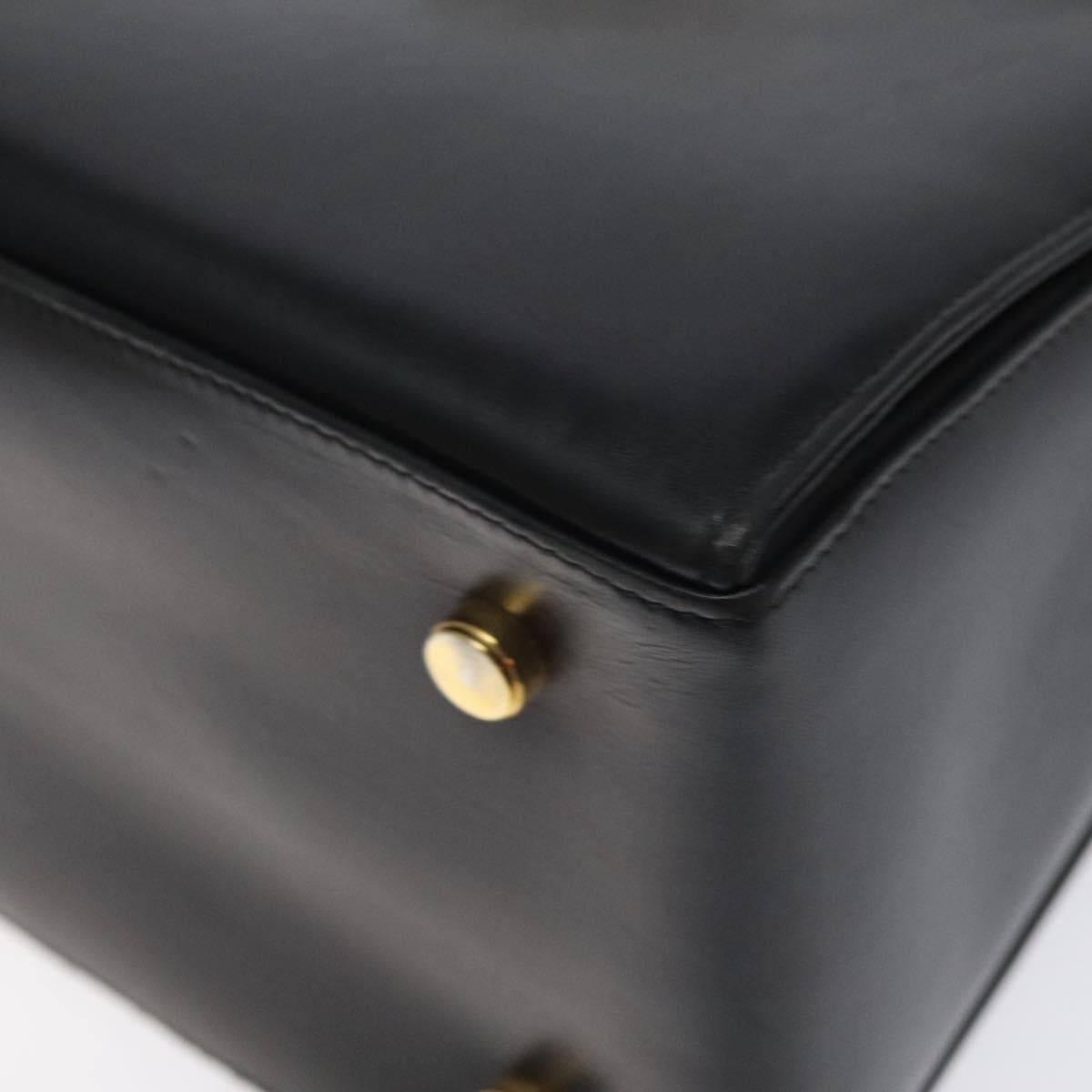 Salvatore Ferragamo Gancini Hand Bag Leather 2way Black Gold Auth 119596