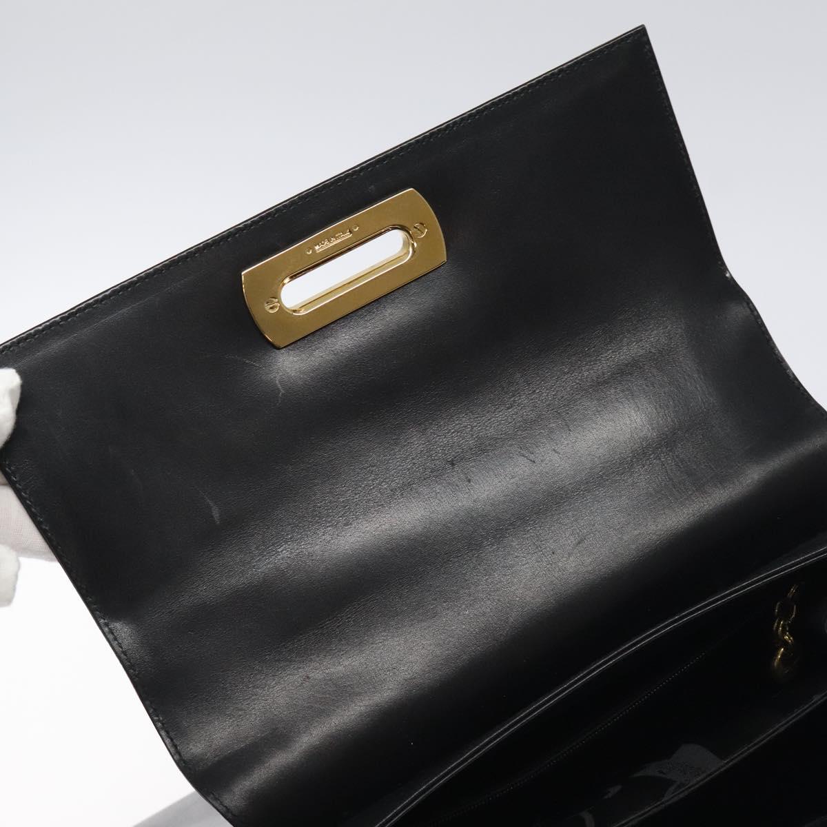 Salvatore Ferragamo Gancini Hand Bag Leather 2way Black Gold Auth 119596